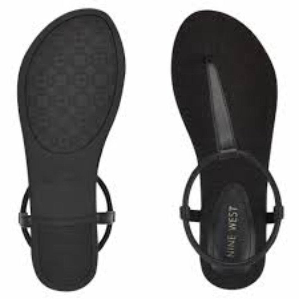 NINE WEST Bassie9 Black Flat Sandals